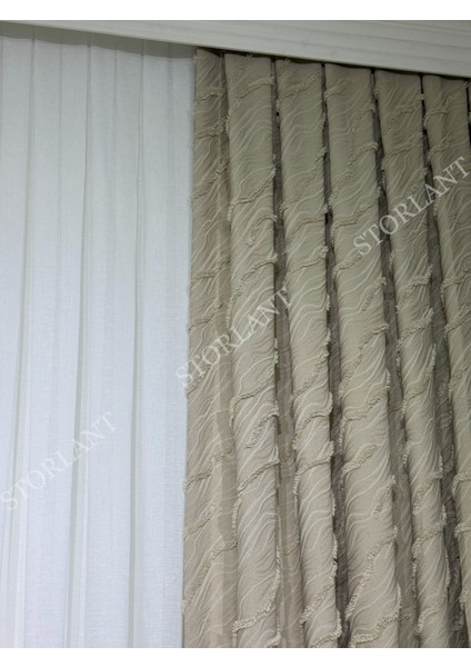 Puffy Aqua Vizon Fon Perde – Lüks Tek Kanat, 1/3 Sık Pile, Aksesuar Hediyeli - Yüksek Kalite modelleri