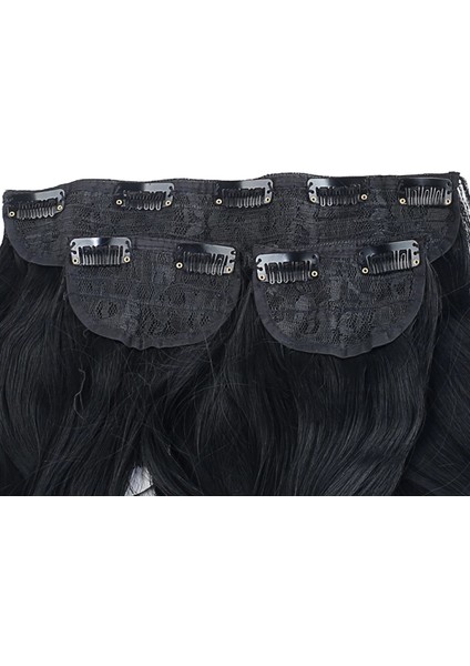 Fiber Sentetik Dalgalı Yarım Ay + 2 Yan Çıt Çıt - Siyah modelleri