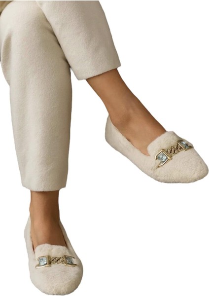 Yumuşak Peluş Ses Yapmaz Hafif Taban Kadın Ev Babeti Panduf Beyaz fiyatları