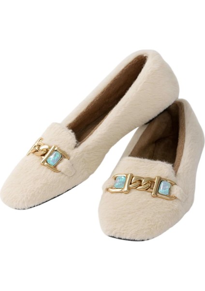 Yumuşak Peluş Ses Yapmaz Hafif Taban Kadın Ev Babeti Panduf Beyaz indirimleri