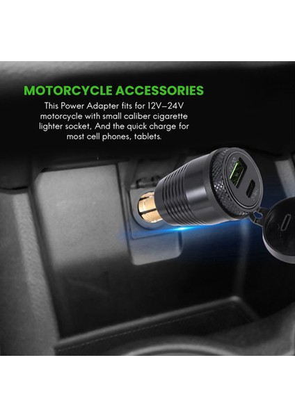 Motosiklet Dın Fişi Su Geçirmez Şarj Cihazı Qc3. 0 USB Şarj Aleti ve Tip C 30W Güç Teslimat Adaptör Soketi (Yurt Dışından)