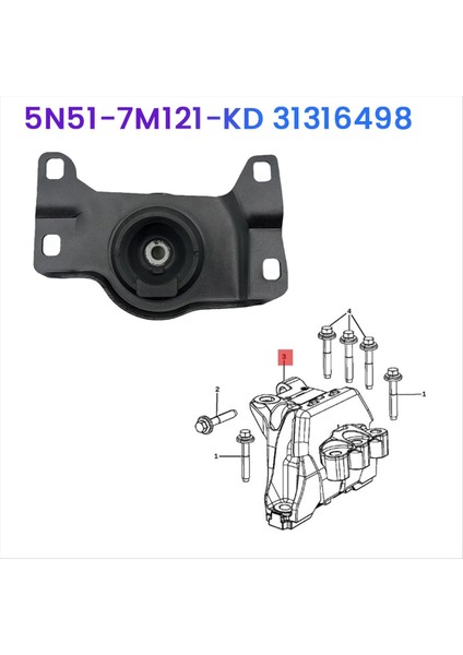Sol Yan Motor Montaj Braketi 5N51-7M121-KD 31316498 Focus Kuga 2008-2019 Şanzıman Şanzıman Montajı 5N517M121KD (Yurt Dışından) fiyatları