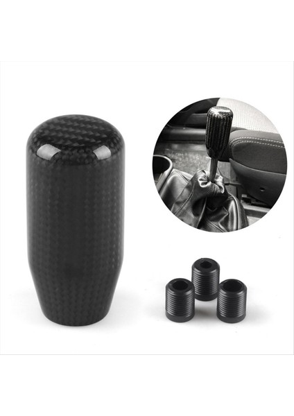 Çoğu Araba Süslemesi Için 3 Adaptörlü Stil Evrensel Karbon Fiber Manuel Dişli Vites Düğmesi Klasik Silindirik (Yurt Dışından) indirimleri
