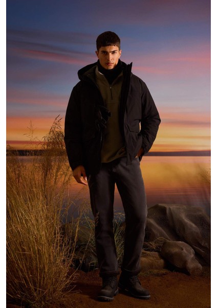 Su İtici Regular Fit Kapüşonlu Fermuarlı İç Cepli Cebi Pelüşlü Mont E9248AX25WN fiyatları