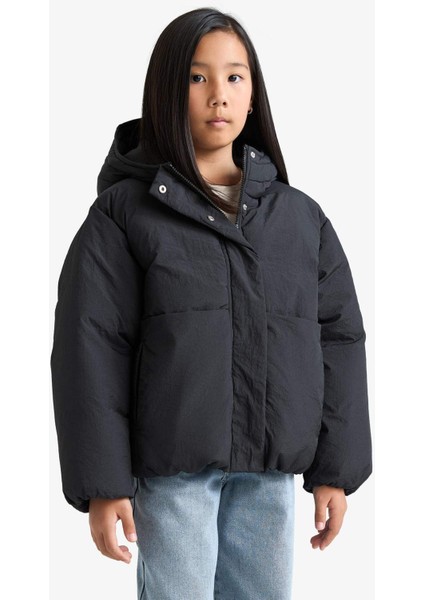 Kız Çocuk Su Geçirmez Kapüşonlu Fermuarlı Şişme Mont E9813A825AU indirimleri