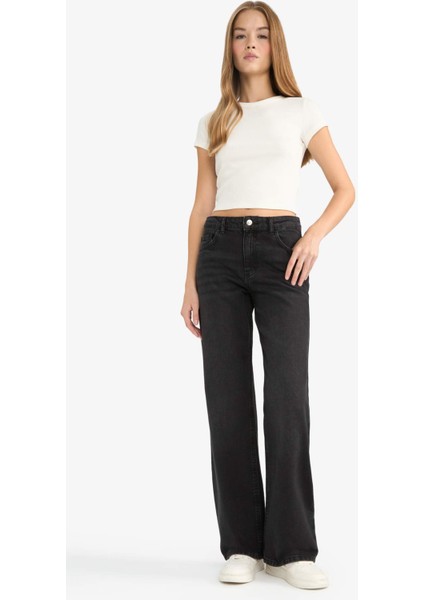 Straight Wide Yüksek Bel Uzun Jean Pantolon F2952AX25WN
