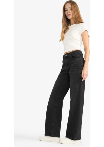 Straight Wide Yüksek Bel Uzun Jean Pantolon F2952AX25WN fiyatları