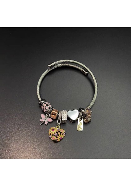 V Eski Giyim Kalp Papatya Bileklik Niche Hafif Lüks, Yüksek Ka, Kişisel Tasarım, Her Kombinle Uyumlu Açılabilen Bileklik Tüyü (Yurt Dışından) fırsatları