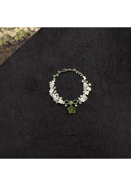Yeşil Yıldızlı Çiçekli Örgü Bileklik (Yurt Dışından)