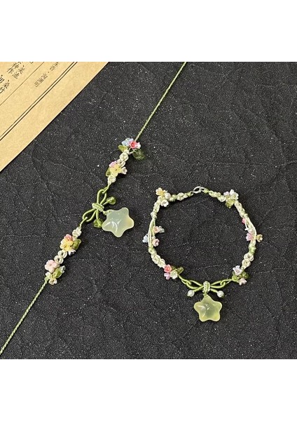 Yeşil Yıldızlı Çiçekli Örgü Bileklik (Yurt Dışından) modelleri