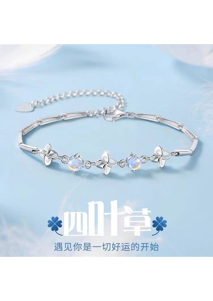 Dört Yapraklı Şelale Ay Taşı Bileklik (Yurt Dışından) modelleri