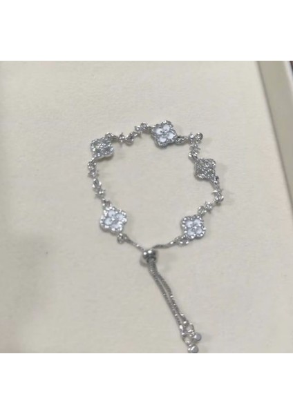 Has Yapay Elmaslı Parlayan Doğal Pembe Inci Delikli Şanslı Dörtlü Yapraklı Çekme Bileklik, Kadınlar Için Niche, Hafif Lüks Bileklik Aksesuarı (Yurt Dışından) fırsatları