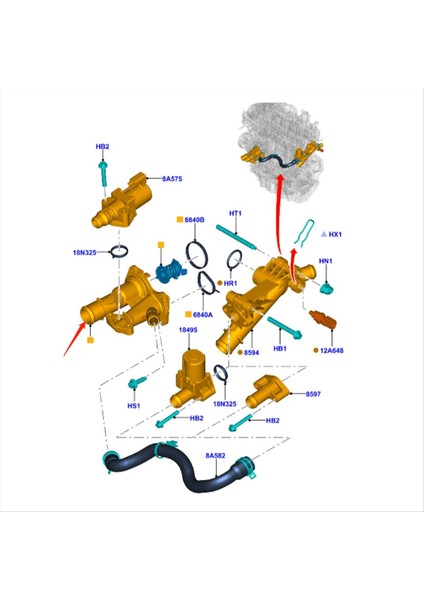 Motor Soğutucu Termostat Muhafazası BM5G-9K478-AB Ford 2014-2019 Escape Fiesta Transit 1601-524704 BM5G-9K478-AA (Yurt Dışından) fırsatları