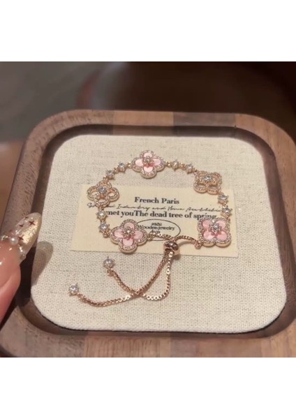 Şirin Pembe Küçük Çiçekli Bileklik Kadın (Yurt Dışından)