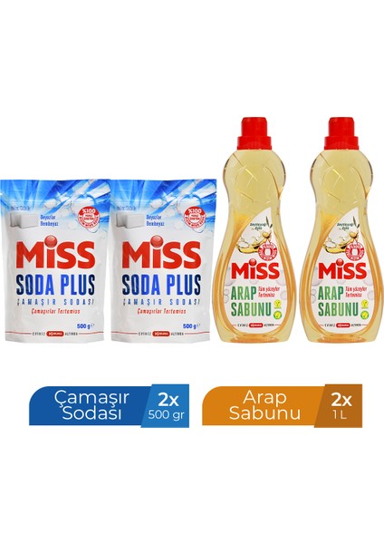 Arap Sabunu 1 L x 2 Adet + Soda Plus 500 gr x 2 Adet