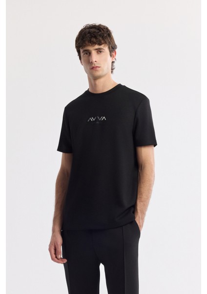 Erkek Siyah Beli Lastikli Bağcıklı Bi-Stretch Regular Fit Eşofman Altı A51Y3400