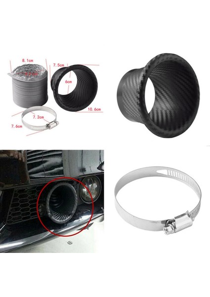 2 Set Araç Ön Tampon Turbo Hava Emme Borusu Türbin Huni Kiti Karbon Fiber Stil Otomatik Turbo Hava Alım Borusu Kiti (Yurt Dışından) fırsatları