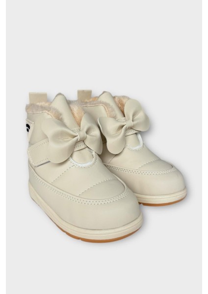 İçi Kürklü Cırtlı Kız Çocuk Bebek Ayakkabısı BEJ