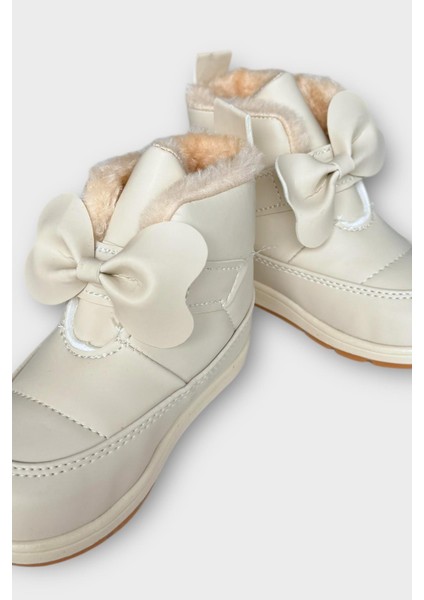 İçi Kürklü Cırtlı Kız Çocuk Bebek Ayakkabısı BEJ