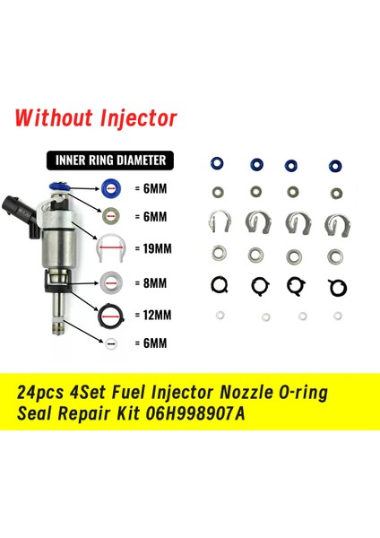 24PCS/4SET Yakıt Enjektör Nozul O-Ring Conta Onarım Kiti 06H998907A Audi A4 Q5 Vw Golf Jetta cc 1 8 2 0t 06J998 907A (Yurt Dışından) fiyatları