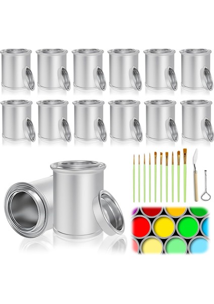 12 Paket Kapaklı Boş Boya Kutuları 1/2 Fincan Kapasite Boş Astarsız Boya Kutuları Boya Saklama Kapları Boyama El Sanatları Için (Yurt Dışından)