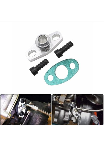 Garrett GT28 GT30 GT35 T25 Için 2x AN10 Turbo Yağ Düzenli Drenaj Flanşı Adaptör Kiti M8X1 25MM Cıvatalı Gümüş (Yurt Dışından) modelleri
