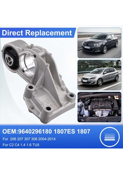 9640296180 Araç Motor Montajı Motor Braket Montajı Peugeot 206 207 307 308 Citroen C2 C4 1 4 1 6 1807ES (Yurt Dışından) modelleri