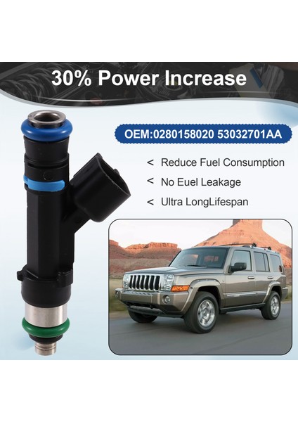 0280158020 Araba Yakıt Enjektörü 53032701AA Jeep Komutanı 2006-2010 Grand Cherokee 2005-2010 Liberty 2004-2012 3 7l V6 (Yurt Dışından) fırsatları