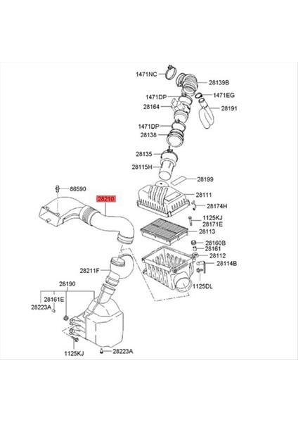 Araba Havası Temizleyici Alım Kanalı Tüp Hortumu Hyundai Tucson Için 28210-2E100 282102E100 2 0l Kıa Sportage 2 0l 05-10 (Yurt Dışından) fırsatları
