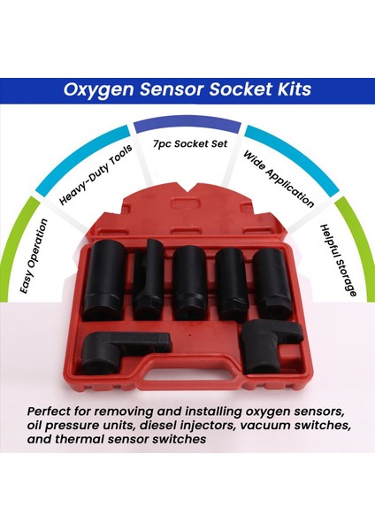 7pc Oksijen Sensörü Soketi Set Yağ Basınç Sensörü Soket Anahtarı Seti Oksijen Termal Yağ Basınç Sensörü Kaldırıcılar (Yurt Dışından)