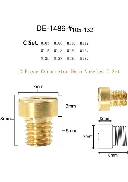 Mikuni VM22 VM24 VM26 125 150 Ana Jetler 105-132 Için 12PCS 5mm Karbüratör Jetleri (Yurt Dışından) fırsatları