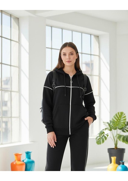 3iplik Şardonlu Eşofmantakım_fermuarlı Kapüşonlu Günlük Takım fiyatları