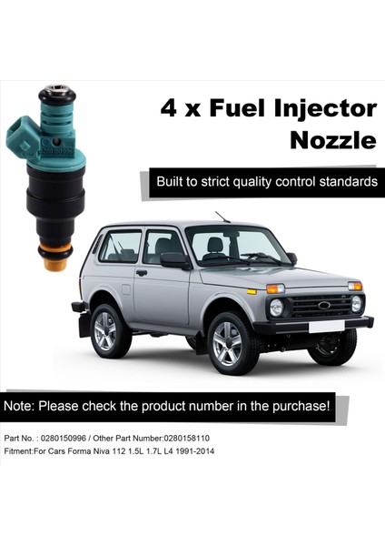 4pcs 0280150996 Lada Samara Forma Nıva Için Yakıt Enjektör Nozul 112 1 5l 1 7l L4 1991-2014 0280158110 (Yurt Dışından) modelleri