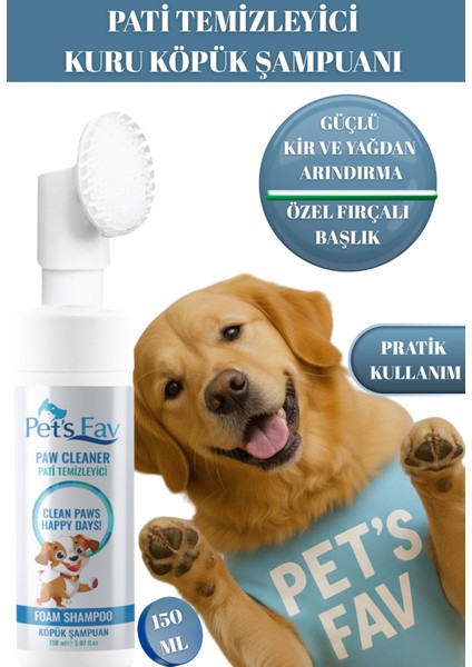 Köpek Hızlı ve Pratik Pati Temizleyici Organik ve Doğal Kuru Köpük Şampuanı Özel Fırçalı Başlık