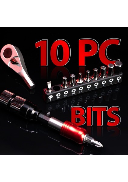 Bisiklet Tamir Aracı Kiti-Bisiklet Çok Aracı Kiti ile Cırcır Geri Dönüşümlü Aracı, 10 Takım Uçları ve Lastik Kolları,kamp ve Seyahat Için (Yurt Dışından) fırsatları