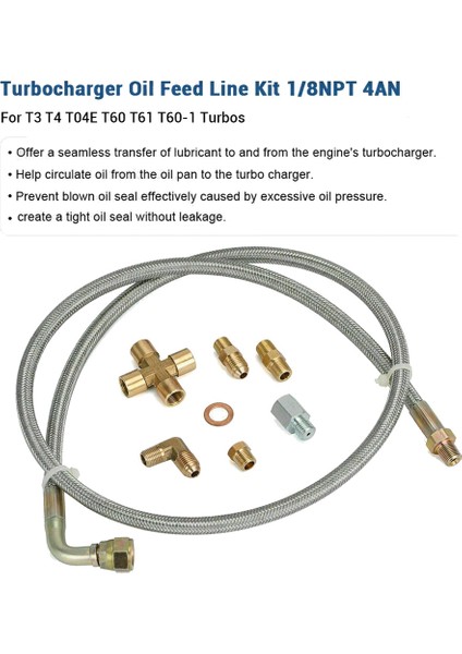 Evrensel Turbo Yağ Geter Hattı Yağ Geri Dönüş Yağı Tahliye Çizgisi Kiti 1/8 Npt 4AN T3 T4 T3/t4 T04E T70 T66 T67 GT35 GT45 (Yurt Dışından) fiyatları