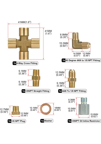 Evrensel Turbo Yağ Geter Hattı Yağ Geri Dönüş Yağı Tahliye Çizgisi Kiti 1/8 Npt 4AN T3 T4 T3/t4 T04E T70 T66 T67 GT35 GT45 (Yurt Dışından) fırsatları