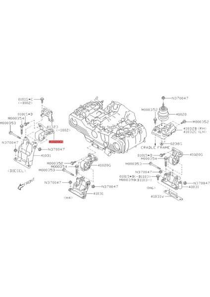 41022AJ000 Araç Ön Merkez Motor Montajı Subaru Legacy Outback 2 5l H4 2010-2012 Motor Yastık Kauçuk Braketi (Yurt Dışından) fırsatları