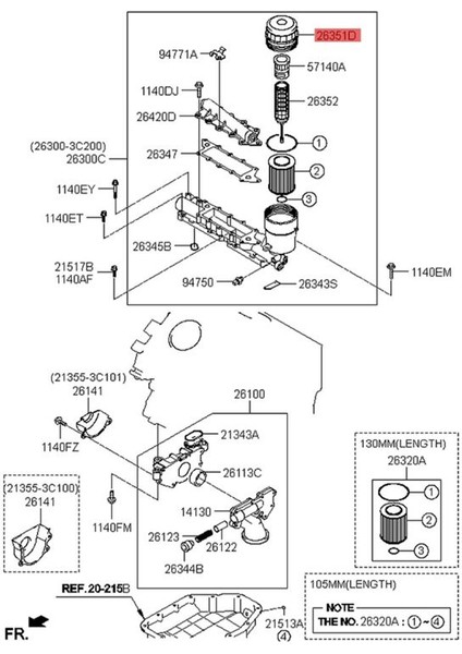 26350-3C300 Hyundai Veracruz Genesis Için Yağ Filtre Kapağı Kapağı Kia Sorento Borrego Mohave Karnavalı V6-3 8l 2006-2013 (Yurt Dışından) fiyatları