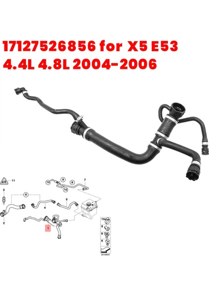 Motor Radyatör Üst Soğutucu Hortumu 17127526856 Bmw X5 E53 4 4l 4 8l 2004-2006 Araba Soğutma Su Boru Hattı (Yurt Dışından) fiyatları