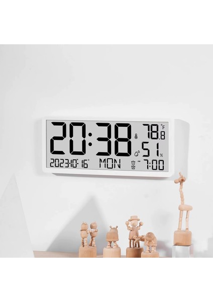 Büyük LCD Dijital Duvar Masa Saati Sıcaklık ve Nem Göstergeli Çalar Saat Askılı/masaüstü Dijital