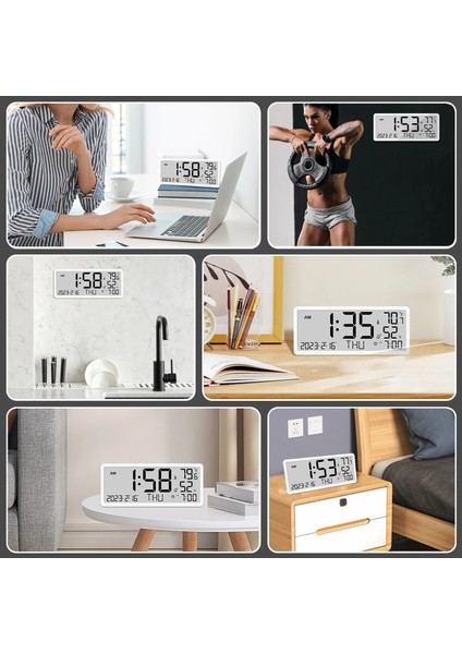 Büyük LCD Dijital Duvar Masa Saati Sıcaklık ve Nem Göstergeli Çalar Saat Askılı/masaüstü Dijital indirimleri