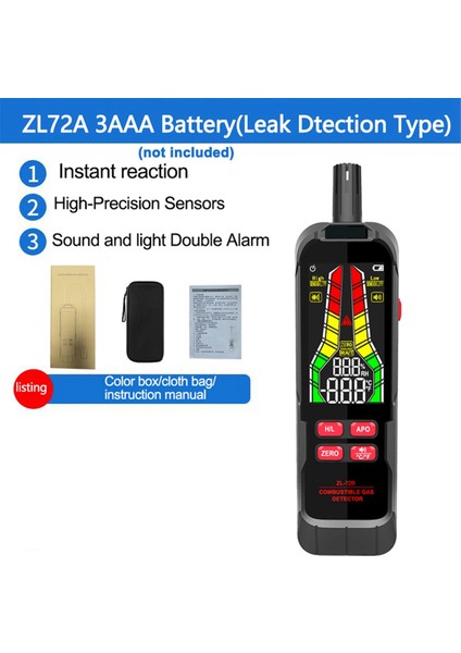 Elde Taşınabilir Gazlar Sızıntı Dedektörü Doğal Gazlar Sızıntı Konsantrasyon Analizör Ölçer Ses Işığı ZL72A Pil (Yurt Dışından) indirimleri