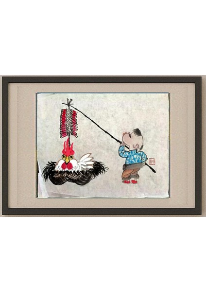 Wang Cheng 29X21CM Orijinal Karikatür Tablo
