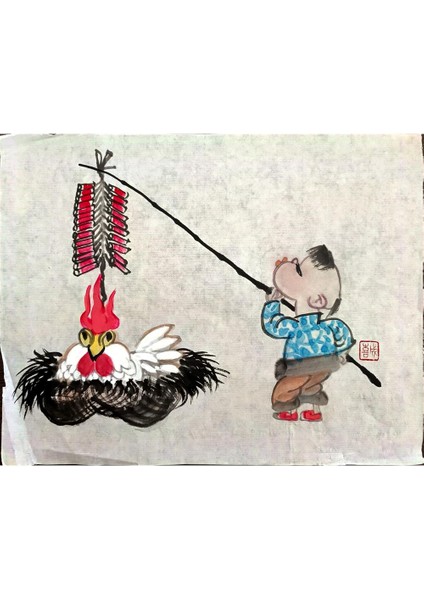 Wang Cheng 29X21CM Orijinal Karikatür Tablo modelleri