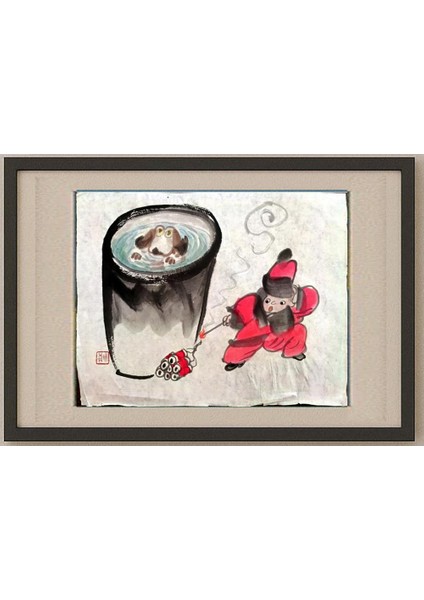 Wang Cheng 29X21CM Orijinal Karikatür Tablo