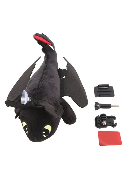 Ejderhanı Nasıl Eğitirsin Dişsiz Küçük Uçan Ejderha Bebek Dekorasyon Motosiklet Kask Hızlı Bırakma Tarzı 27CM Siyah (Yurt Dışından)