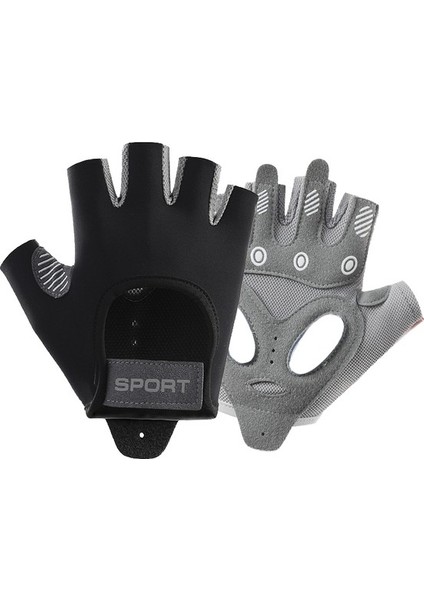 Spor Eldivenleri Kadın Yoga Fitness Egzersiz Kaymaz Şok Emici Yarım Parmak Eldiven (Yurt Dışından)