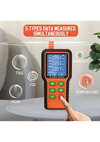 Hava Kalitesi Monitörü Iç Mekan 5 Arada Hava Kalitesi Test Cihazı, House Co2 Için Hava Kalitesi Ölçer Test Kiti, Tvoc, Hcho, Nem (Yurt Dışından) modelleri