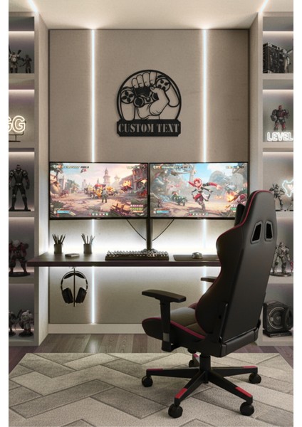 Kişiselleştirilebilir Isimli Gamepad Metal Duvar Dekoru - Modern Oyuncu Odası Tablosu 45X44 / 60X58 cm fırsatları